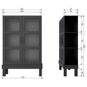 Credenza con vetrina Branxton Pino massello - Nero - Nero