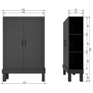 Highboard Branxton massief grenenhout - zwart - Zwart