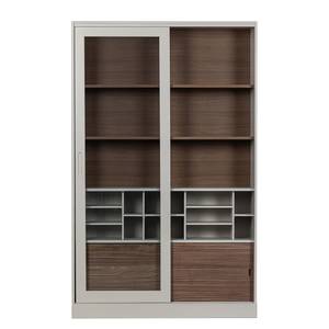 Vitrinenschrank Linton Kiefer massiv - Grau / Walnuss