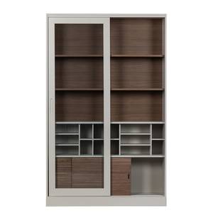 Vitrinenschrank Linton Kiefer massiv - Grau / Walnuss