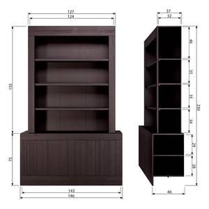 Buffetschrank Ringford Kiefer massiv - Dunkelbraun - Dunkelbraun