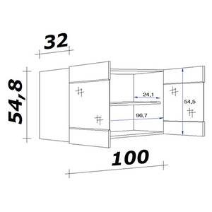 Hängeschrank Cresta Glastür horizontal Eiche Sonoma Dekor - Breite: 100 cm