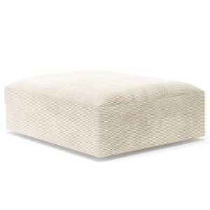 Gestoffeerde hocker Dixwell big Corduroy Lizza: Wit