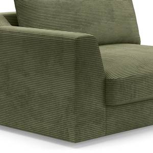 1,5-Sitzer Sofa Dixwell Cordstoff Lizza: Olive - Armlehne davorstehend links