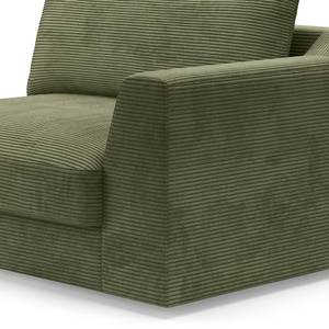 1,5-Sitzer Sofa Dixwell Cordstoff Lizza: Olive - Armlehne davorstehend rechts