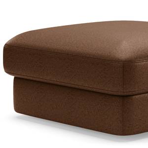 Gestoffeerde hocker Dixwell small antieke leerlook - Microvezel Taeko: Chocoladebruin