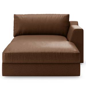 Chaise longue Dixwell antieke leerlook - Microvezel Taeko: Chocoladebruin - Armleuning vooraanzicht rechts