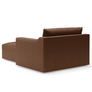 Chaise longue Dixwell antieke leerlook - Microvezel Taeko: Chocoladebruin - Armleuning vooraanzicht rechts