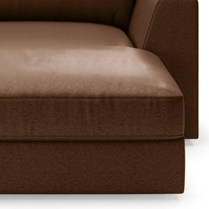 Chaise longue Dixwell antieke leerlook - Microvezel Taeko: Chocoladebruin - Armleuning vooraanzicht rechts