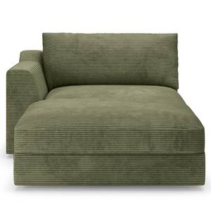 Chaise longue Dixwell Corduroy Lizza: Olijf - Armleuning vooraanzicht links