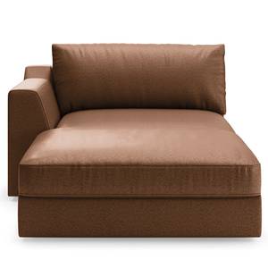 Chaise longue Dixwell antieke leerlook - Microvezel Taeko: Bruin - Armleuning vooraanzicht links