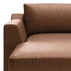 Chaise longue Dixwell antieke leerlook - Microvezel Taeko: Bruin - Armleuning vooraanzicht links