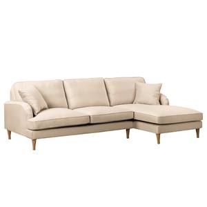 Ecksofa Bethania Samt Ravi: Creme - Longchair davorstehend rechts