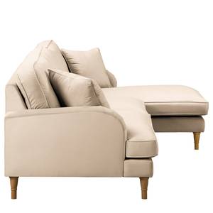 Ecksofa Bethania Samt Ravi: Creme - Longchair davorstehend rechts