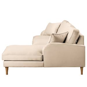 Ecksofa Bethania Samt Ravi: Creme - Longchair davorstehend rechts