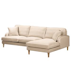 Ecksofa Bethania Samt Ravi: Creme - Longchair davorstehend rechts