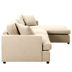 Ecksofa Nerpio Samt Vaia: Creme - Longchair davorstehend rechts