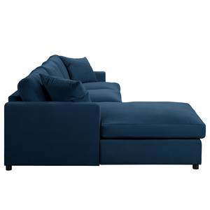 Hoekbank Nerpio Velours Vaia: Donkerblauw - Longchair vooraanzicht links