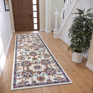 Tapis oriental Caracci Polypropylène - Blanc crème - 80 x 240 cm