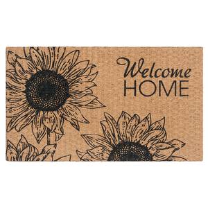 Paillasson fibre de coco Flowery Welcome Fibres de coco / Caoutchouc - Beige / Noir