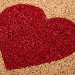 Fußmatte Kokos Heart in Home Kokos / PVC - Beige / Rot