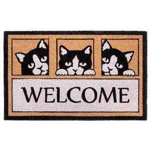 Deurmat kokos Welcome Cats kokos/PVC - beige/wit