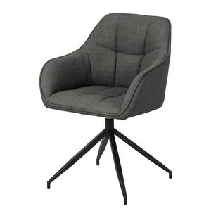 Chaise à accoudoirs Sidaon Tissu structuré Badia: Anthracite