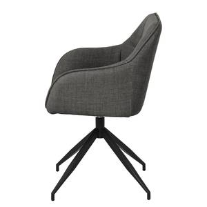 Chaise à accoudoirs Sidaon Tissu structuré Badia: Anthracite