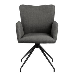 Chaises à accoudoirs Doulba - Lot de 2 Tissu structuré Badia: Anthracite