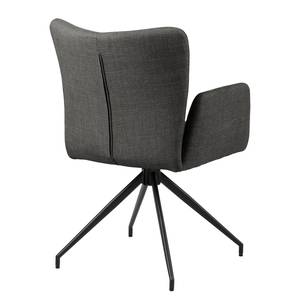 Chaises à accoudoirs Doulba - Lot de 2 Tissu structuré Badia: Anthracite