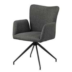 Chaises à accoudoirs Doulba - Lot de 2 Tissu structuré Badia: Anthracite