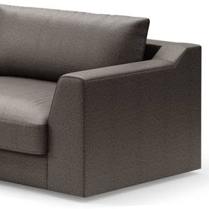 Divano con chaise longue Dixwell Effetto pelle anticata - Microfibra Taeko: antracite - Longchair preimpostata a sinistra