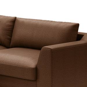 Divano con chaise longue Dixwell Effetto pelle anticata - Microfibra Taeko: marrone cioccolato - Longchair preimpostata a sinistra