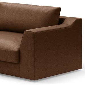 Divano con chaise longue Dixwell Effetto pelle anticata - Microfibra Taeko: marrone cioccolato - Longchair preimpostata a sinistra