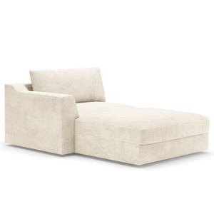 Ecksofa Dixwell mit Longchair Cordstoff Lizza: Weiß - Longchair davorstehend links