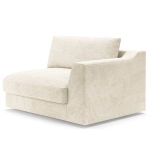 Ecksofa Dixwell mit Longchair Cordstoff Lizza: Weiß - Longchair davorstehend links