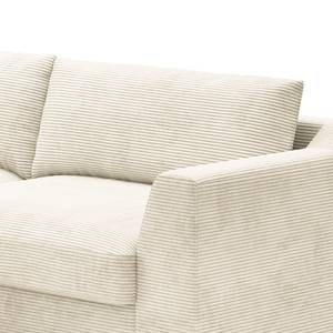 Hoekbank Dixwell met chaise longue Corduroy Lizza: Wit - Longchair vooraanzicht links