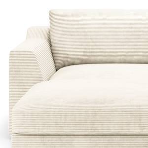 Divano con chaise longue Dixwell Velluto a coste Lizza: bianco - Longchair preimpostata a sinistra