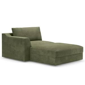 Ecksofa Dixwell mit Longchair Cordstoff Lizza: Olive - Longchair davorstehend links