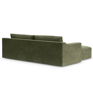 Ecksofa Dixwell mit Longchair Cordstoff Lizza: Olive - Longchair davorstehend links