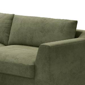 Ecksofa Dixwell mit Longchair Cordstoff Lizza: Olive - Longchair davorstehend links