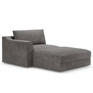 Ecksofa Dixwell mit Longchair Cordstoff Lizza: Grau - Longchair davorstehend links