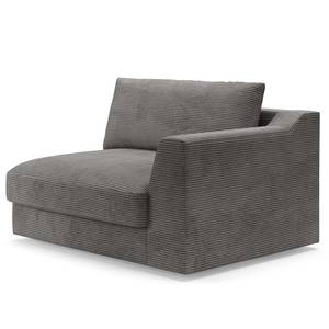 Ecksofa Dixwell mit Longchair Cordstoff Lizza: Grau - Longchair davorstehend links