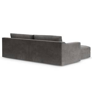 Ecksofa Dixwell mit Longchair Cordstoff Lizza: Grau - Longchair davorstehend links