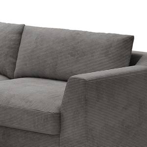 Ecksofa Dixwell mit Longchair Cordstoff Lizza: Grau - Longchair davorstehend links