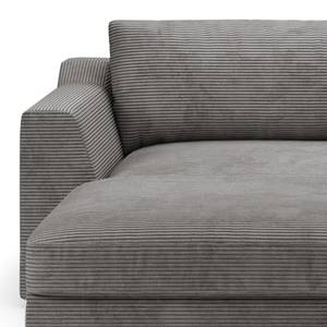 Ecksofa Dixwell mit Longchair Cordstoff Lizza: Grau - Longchair davorstehend links