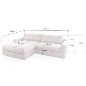 Ecksofa Dixwell mit Longchair Cordstoff Lizza: Grau - Longchair davorstehend links