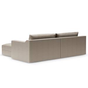 Hoekbank Dixwell met chaise longue antieke leerlook - Microvezel Taeko: Lichtgrijs - Longchair vooraanzicht rechts