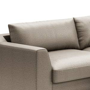 Hoekbank Dixwell met chaise longue antieke leerlook - Microvezel Taeko: Lichtgrijs - Longchair vooraanzicht rechts