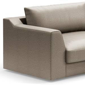 Hoekbank Dixwell met chaise longue antieke leerlook - Microvezel Taeko: Lichtgrijs - Longchair vooraanzicht rechts